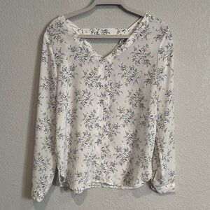 LOFT Floral Print V-Neck Blouse